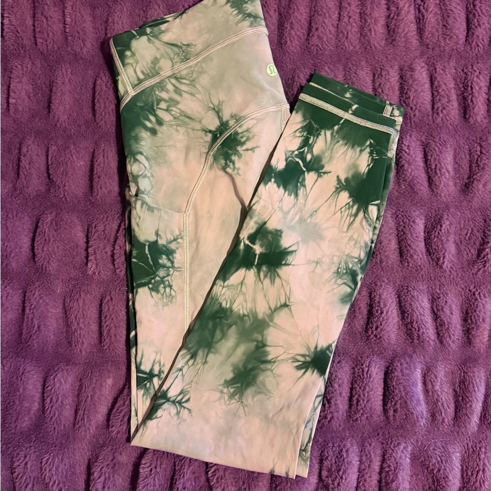 Lululemon black and purple tie dye pants